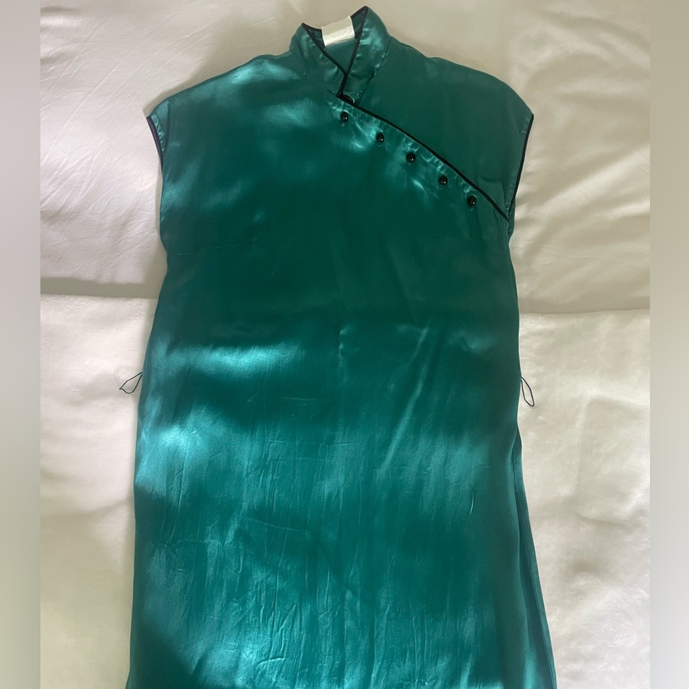 Green silk dress